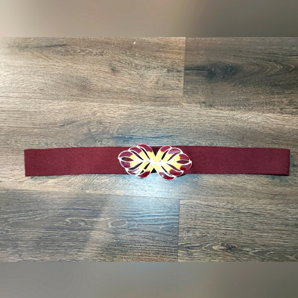 Vintage Retro 1970s-1980s Enamel Belt Buckle Red/Yellow